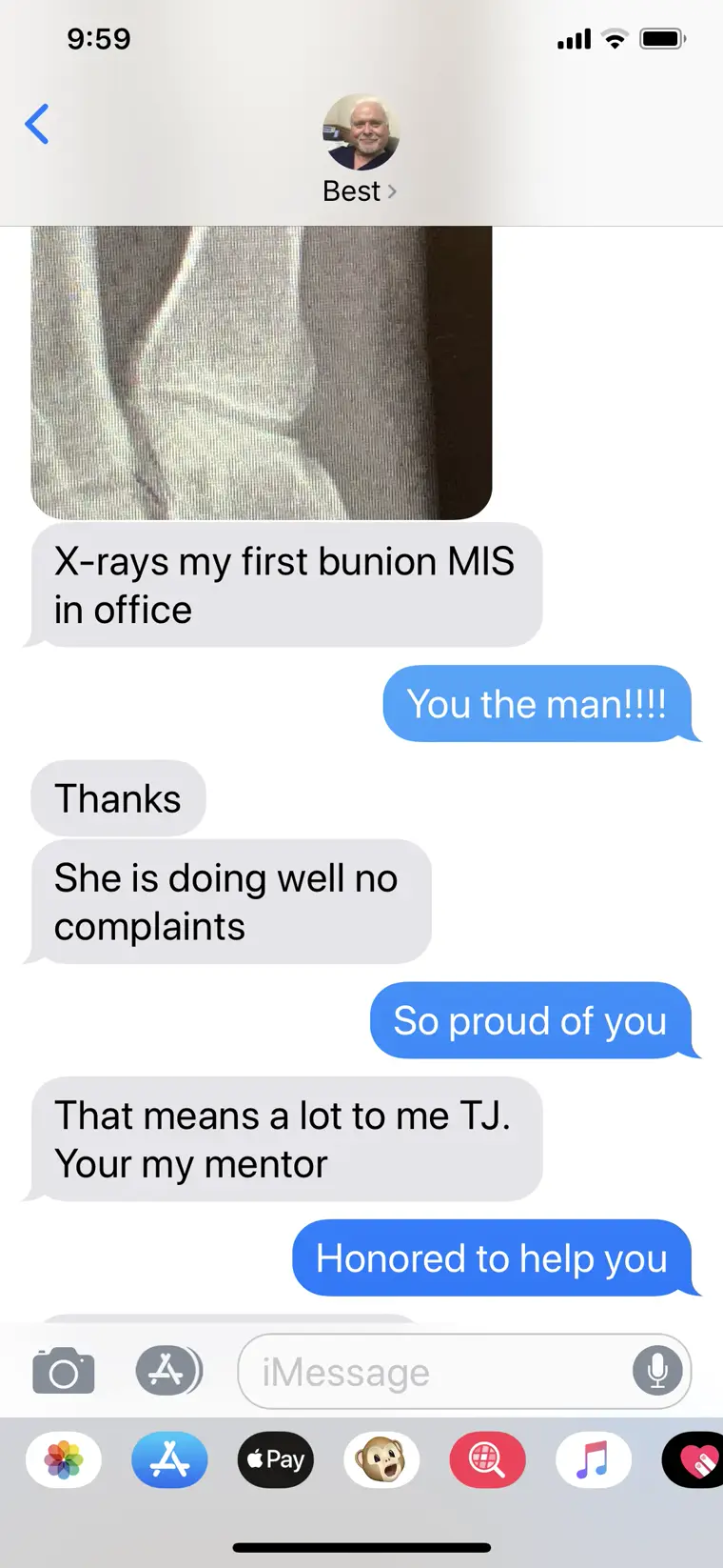 Text testimonial from a MIFAS Elite member
